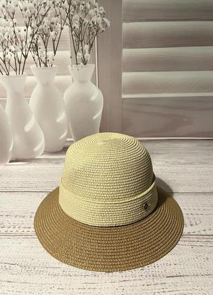 Шляпа солнцезащитная двухцветная бежевая (54-58)1 фото