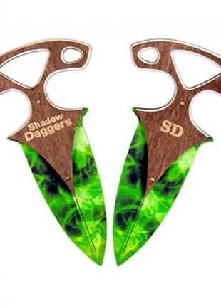 Комплект сувенирных ножей деревянных "тычковый изумруд" dag-e