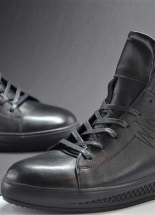 Чоловічі зимові черевики чорні ikos 371512 фото