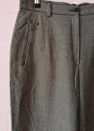 Шерстяные брюки с принтом "гусиная лапка"