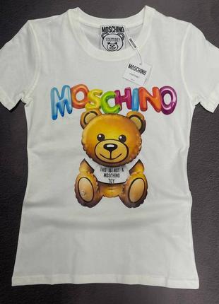 💜є наложка 💜жіноча футболка "moschino"💜lux якість, кількість обмежена