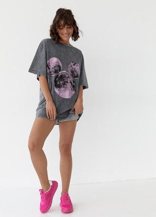 Женская oversize футболка тай-дай с дырками3 фото