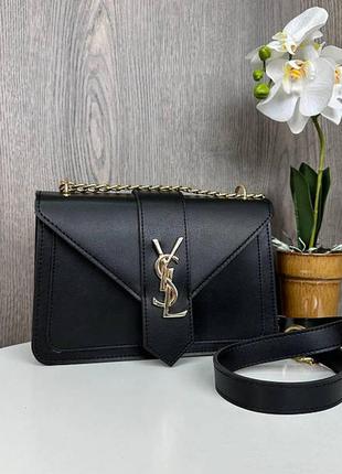 Якісна мінісумочка клатч у стилі yves saint laurent, маленька сумка ysl, мінісумка чорний із золотим1 фото