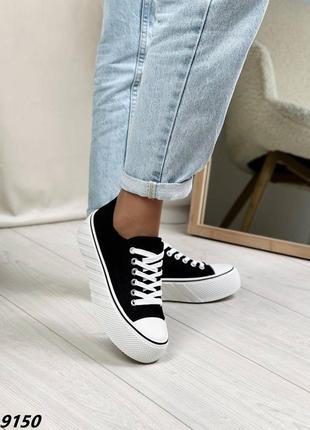 Кроссовки кеды обувной текстиль черный белый10 фото