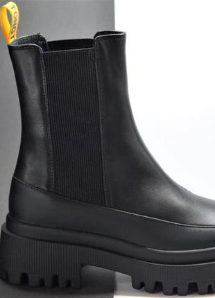 Женские модные зимние кожаные ботинки челси черные corso vito 0220780296 фото