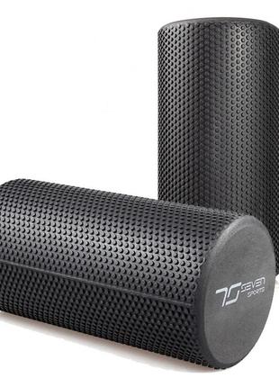 Эффективный массажный ролик (валик) 7sports гладкий foam roller eva черный (30*15см.)1 фото