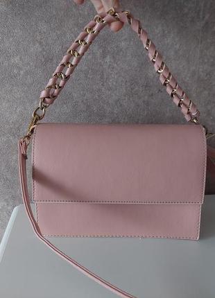 Пудровая сумка клатч, розовая кроссбоди6 фото