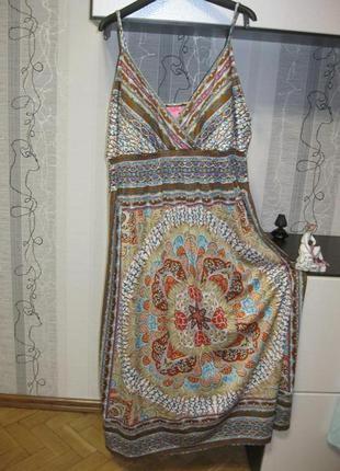 Просто райское летнее платье сарафан макси микромасло в пол платочный принт хххл 524 фото