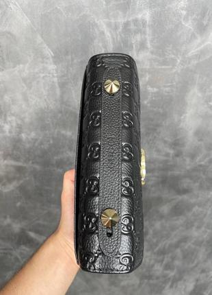 Жіноча брендова люкс сумка в стилі gucci гуччі з натуральної шкіри / чорна шкіряна сумочка9 фото