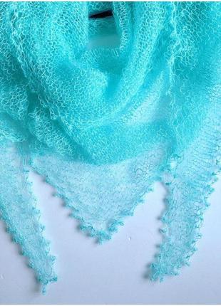 Біла шаль павутинка з альпаки/мохеру, вязаний трикутний шарф, шаль, легка в'язана...