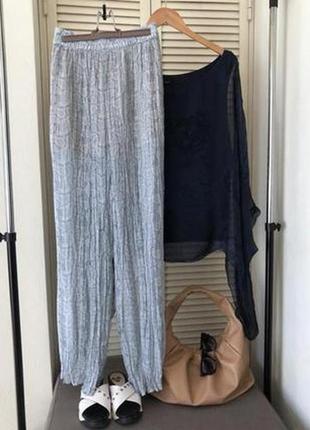 Крутые новые брюки палаццо zara с принтом пейсли,  жатка, с шортами, высокая посадка, на резинке7 фото
