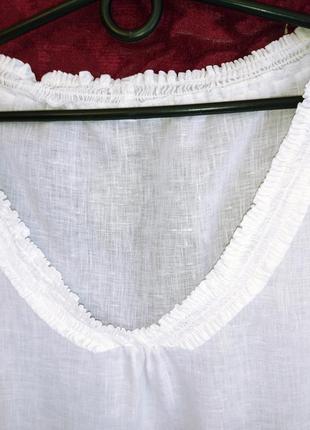 100% лён белая свободная блузка льняная белоснежная блуза3 фото
