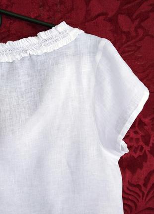 100% лён белая свободная блузка льняная белоснежная блуза7 фото