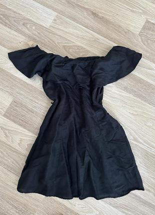Платье лен короткая zara черное