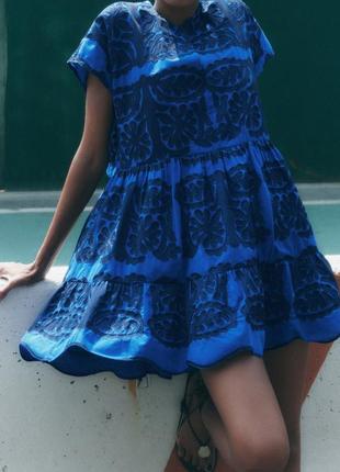Короткое платье с вышивкой zara6 фото