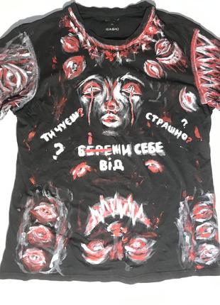 Футболка кастом custom майка топ y2k new rock lolita dollskill demonia new rock bershka grunge punk очі t-shirt тішка зіп худі