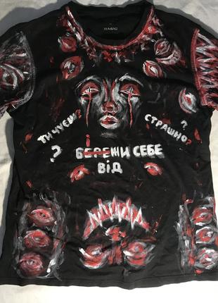 Футболка кастом custom майка топ y2k new rock lolita dollskill demonia new rock bershka grunge punk очі t-shirt тішка зіп худі3 фото