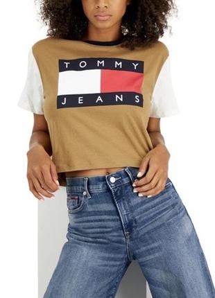 Женская укороченная футболка топ майка из лого от tommy hilfiger