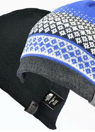 Шапки зимові двосторонні на флісі the north face