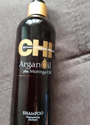 Chi argan oil plus moringa oil shampoo відновлювальний шампунь.