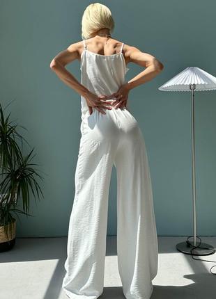 Стильні лляні штани кюлоти білого кольору2 фото