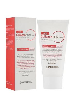 Солнцезащитный крем с коллагеном spf50 medi peel red lacto collagen sun cream spf50+ pa++++, 50 мл1 фото