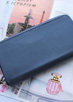 Женский кожаный кошелек синий
