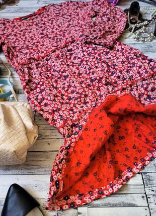 Сукня мідічервона в квіточки на резинках xs mode-ll2 фото