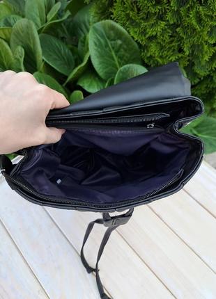 Рюкзак жіночий стебаний з екошкіри чорний7 фото