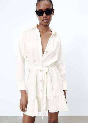 Льняное платье zara