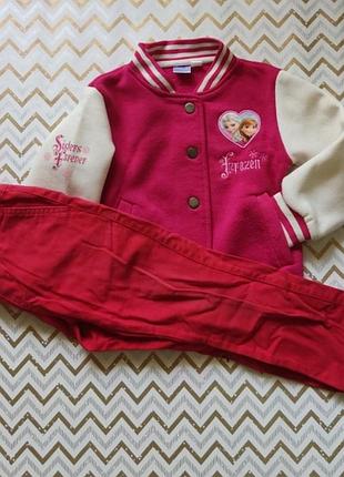 Комплект бомбер и красные джинсы на 2-3 года