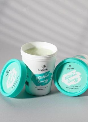 Скраб для шкіри голови "енергія ментолу" bogenia cleansing scalp scrub menthol energy3 фото