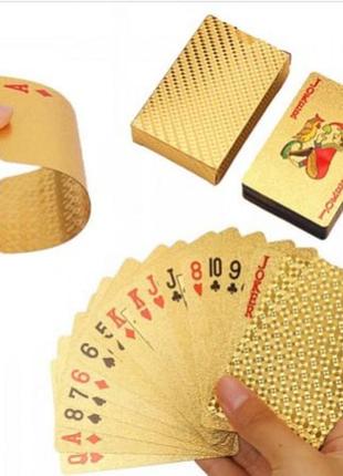 Золоті гральні карти poker gold водонепроникні1 фото