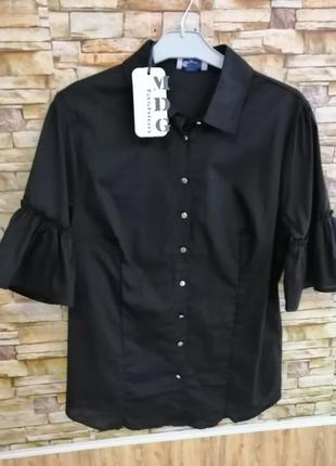 Катона котон блуза сорочка з пишним рукавом воланом3 фото
