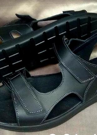 Denim мужские черные сандалии, босоножки из натуральной кожи, сандалии классические, практичные .2 фото