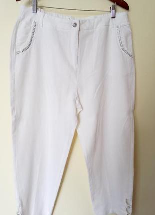 Льняные укороченные брюки италия2 фото