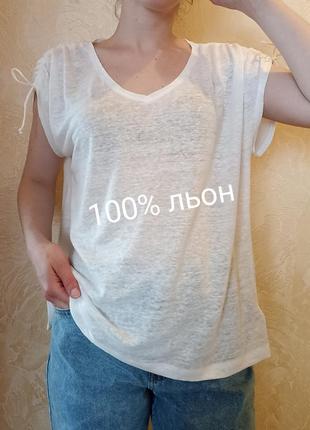 Біла футболка блуза 100% льон еѕмага р. 40/42 нова з бірками