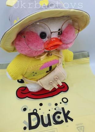 М'яка іграшка качечка "cafe-mimi duck" в жовтому капелюсі, 30см5 фото