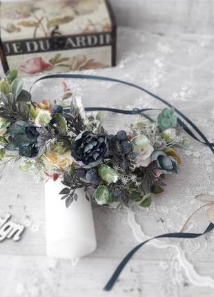 Венок для волос синий