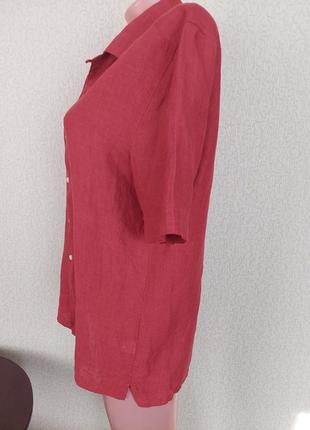 Льняная мужская рубашка терракотового цвета