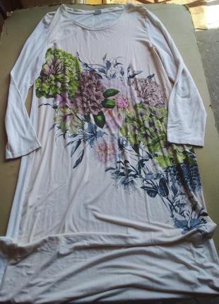 Натуральная длинная ночная рубашка в цветы