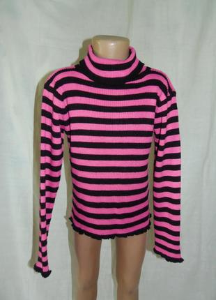 Розовая водолазка,свитерок в полоску на 9 лет1 фото