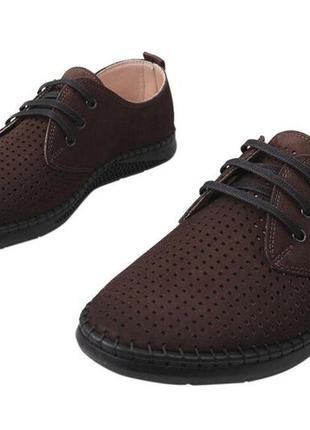 Туфли комфорт мужские из натуральной кожи (нубук), на низком ходу, на шнуровке, цвет кабир, altura, 405 фото