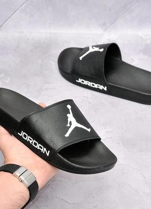 Шлепанцы jordan , черные 41 размер, пляжные, в баню, комнатные, кожа натуральная