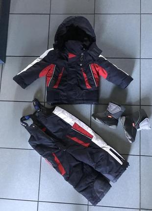 Зимний комбинезон и куртка комплект chicco в подарок зимние ботинки