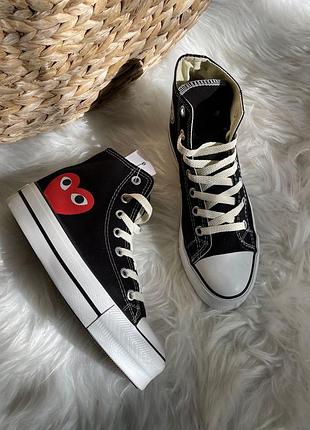 💎converse x comme des garcons Las high top platform black💎4 фото
