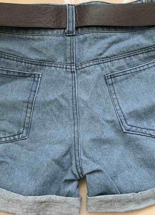 Женские джинсовые шорты с декором в виде заклепок, с поясом, новые2 фото