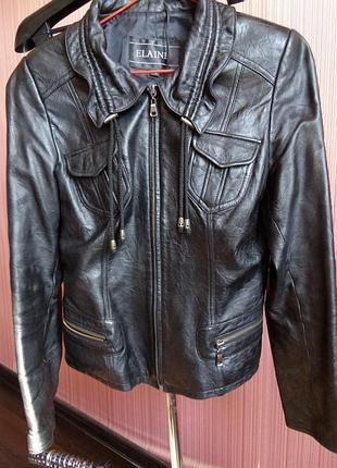 Кожаный пиджак р-р 42-44 осень-весна.
