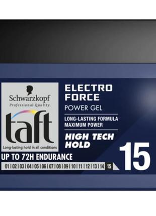Schwarzkopf taft men power gel electro force hold 15 гель для укладки волос длительная фиксация high