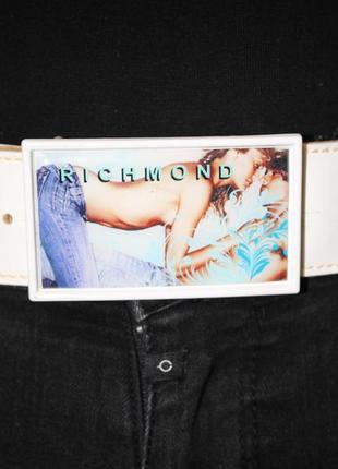 Richmond пояс ремінь на ризинці шкірзам шкіряний білий з пряжкою широкий ремінець під джинси брюки2 фото